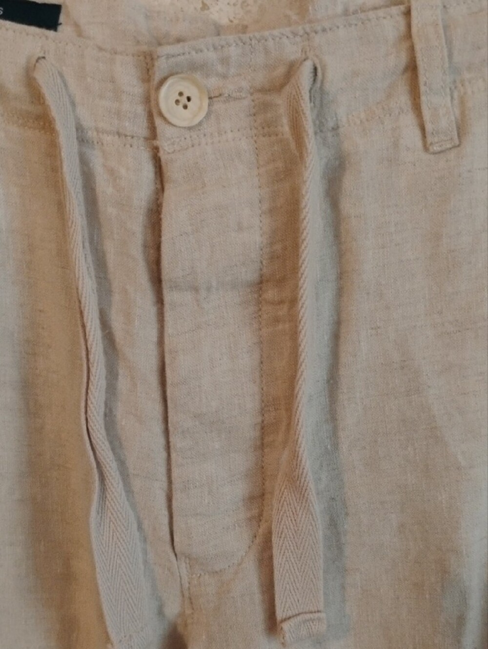 Men's Perry Ellis 100% Linen Casual Beige Pants - Picture 2 of 7